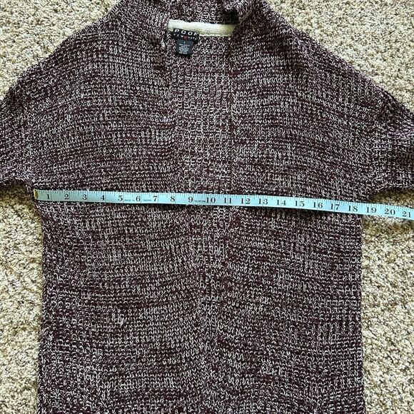 Poof! New York Women’s Maroon Knit Open Front Hooded Sweater Cardigan Size Large - Picture 8 of 9